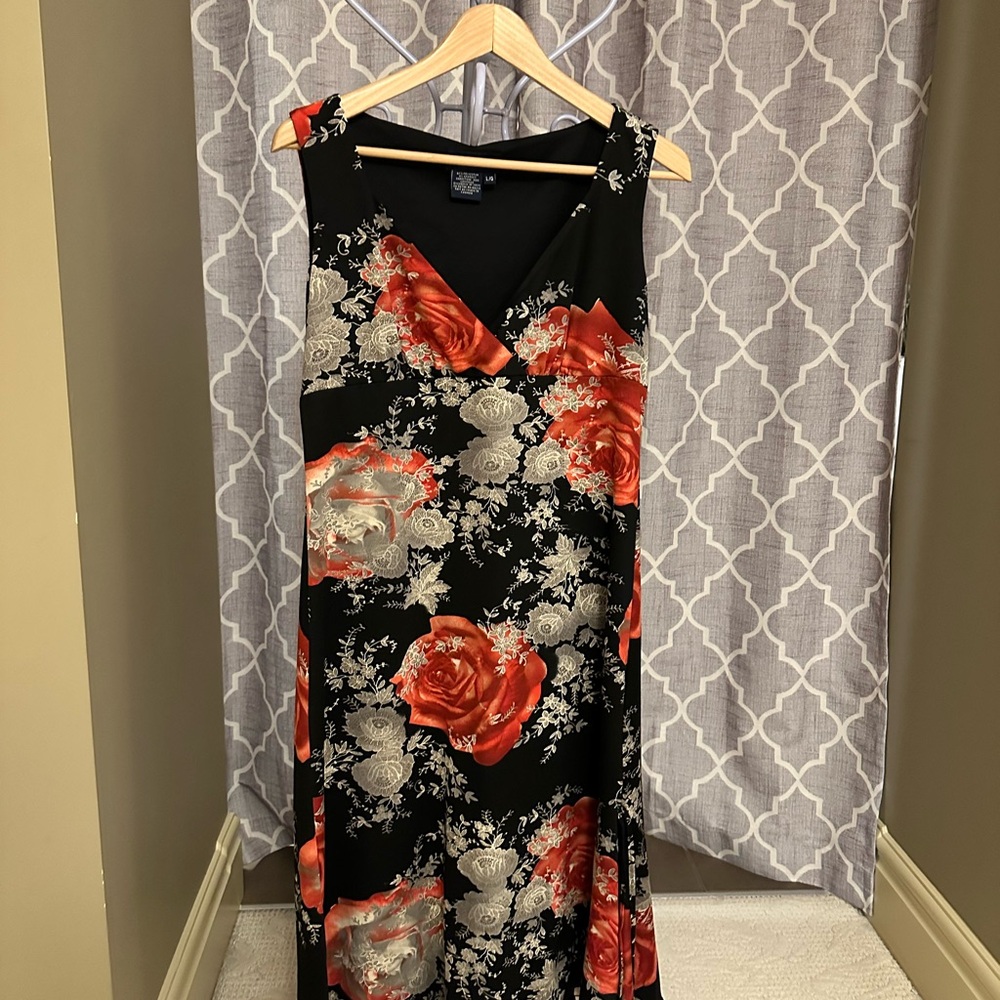 Chico's Black and Red Floral Maxi Dress